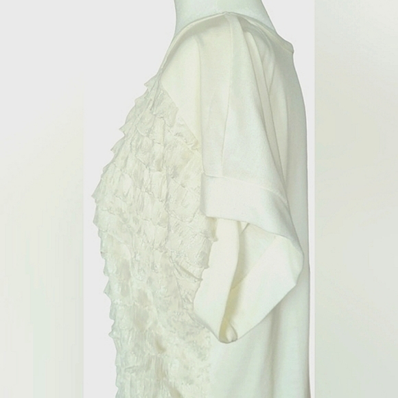 Double Take Ivory Off White Top Layered Front Short Sleeve Relaxed Fit Size M - Picture 4 of 11
